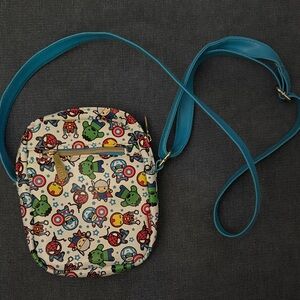 Marvel Superhero Print Crossbody Bag with Blue Accents